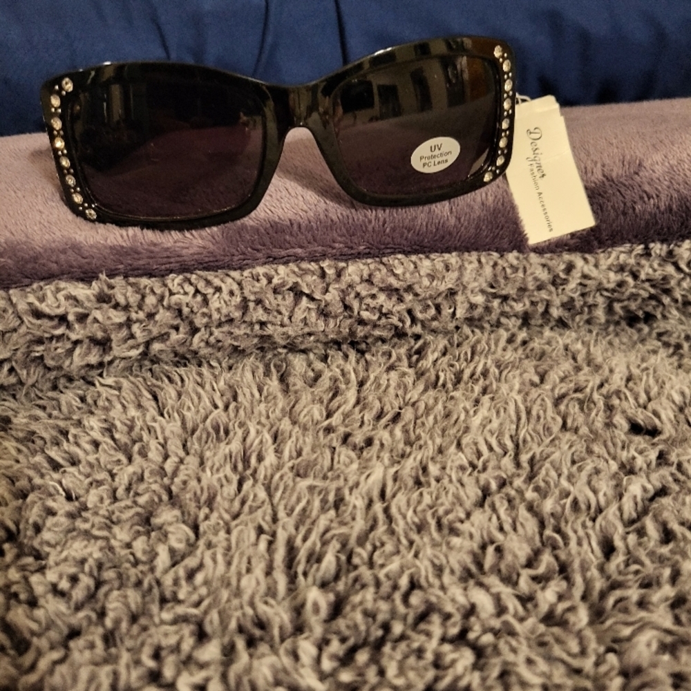 Daisy Fuentes Black Sunglasses with Rhinestone Accents